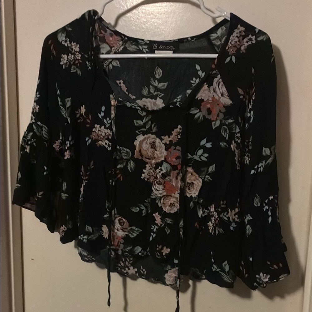 Easton Pink and White 3/4 Sleeve Tie Front Blouse